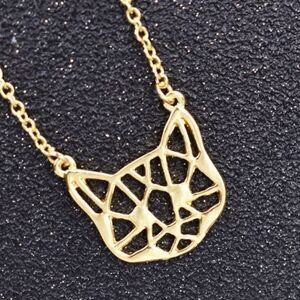 - Gold hollow cat necklace
